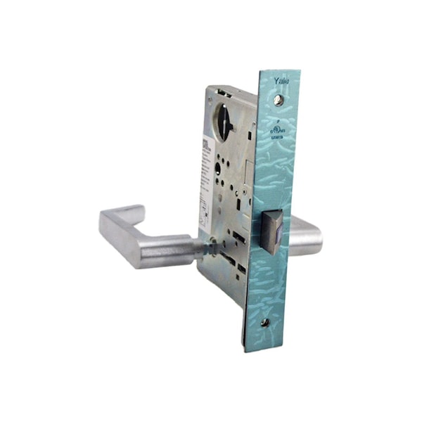 Yale Commercial Passage Mortise Lock with Augusta Lever and Camden Escutcheon with 2815 Curved Lip Strike US26D AUCN8801FL626 - main